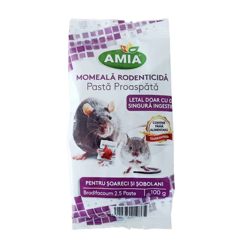 Appât pâte fraîche raticide pour souris et rats Brodifacoum 2,5 Amia 100 g - 1