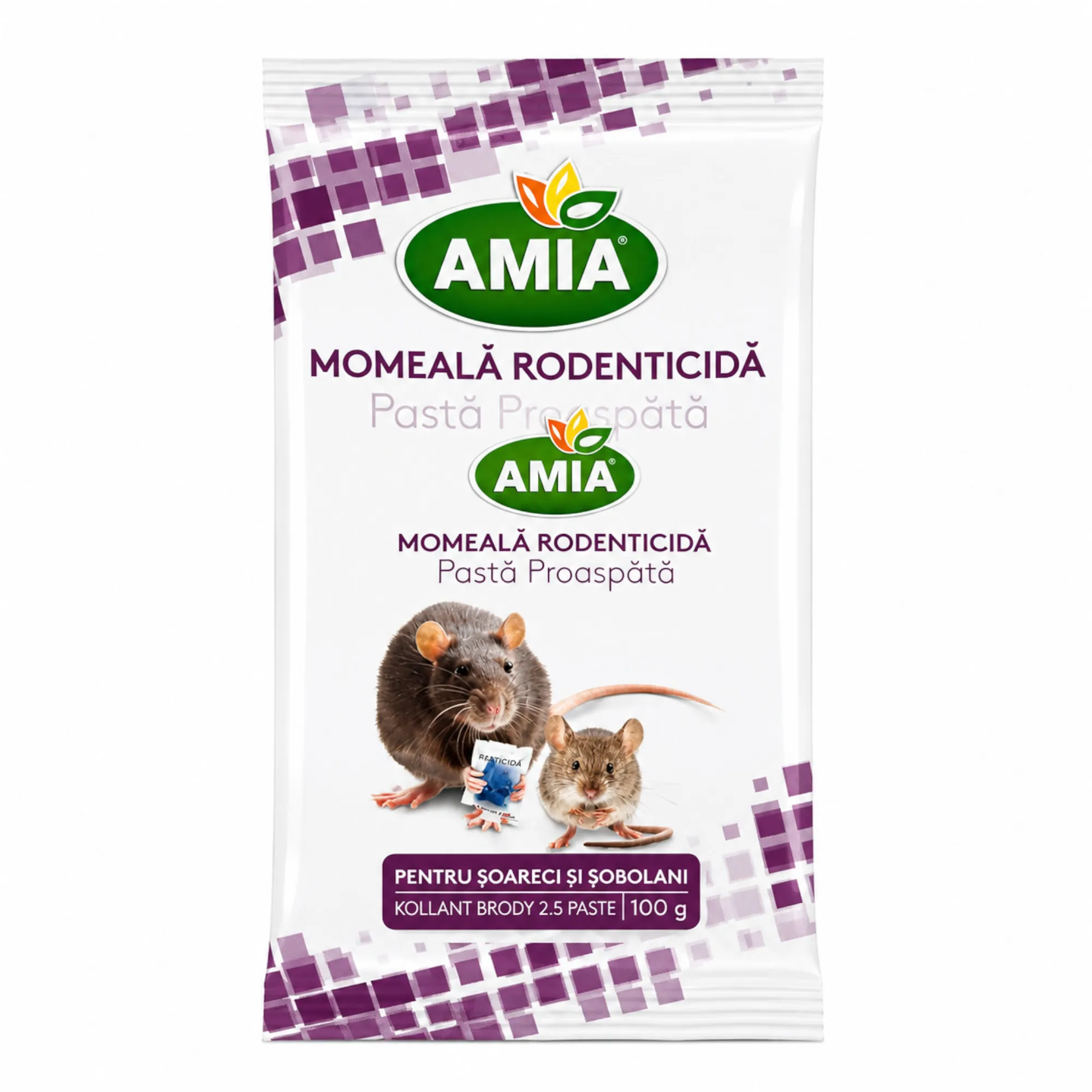 Fresh paste rodenticide bait for mice and rats Brodifacoum 2,5 Amia 100 g - 1