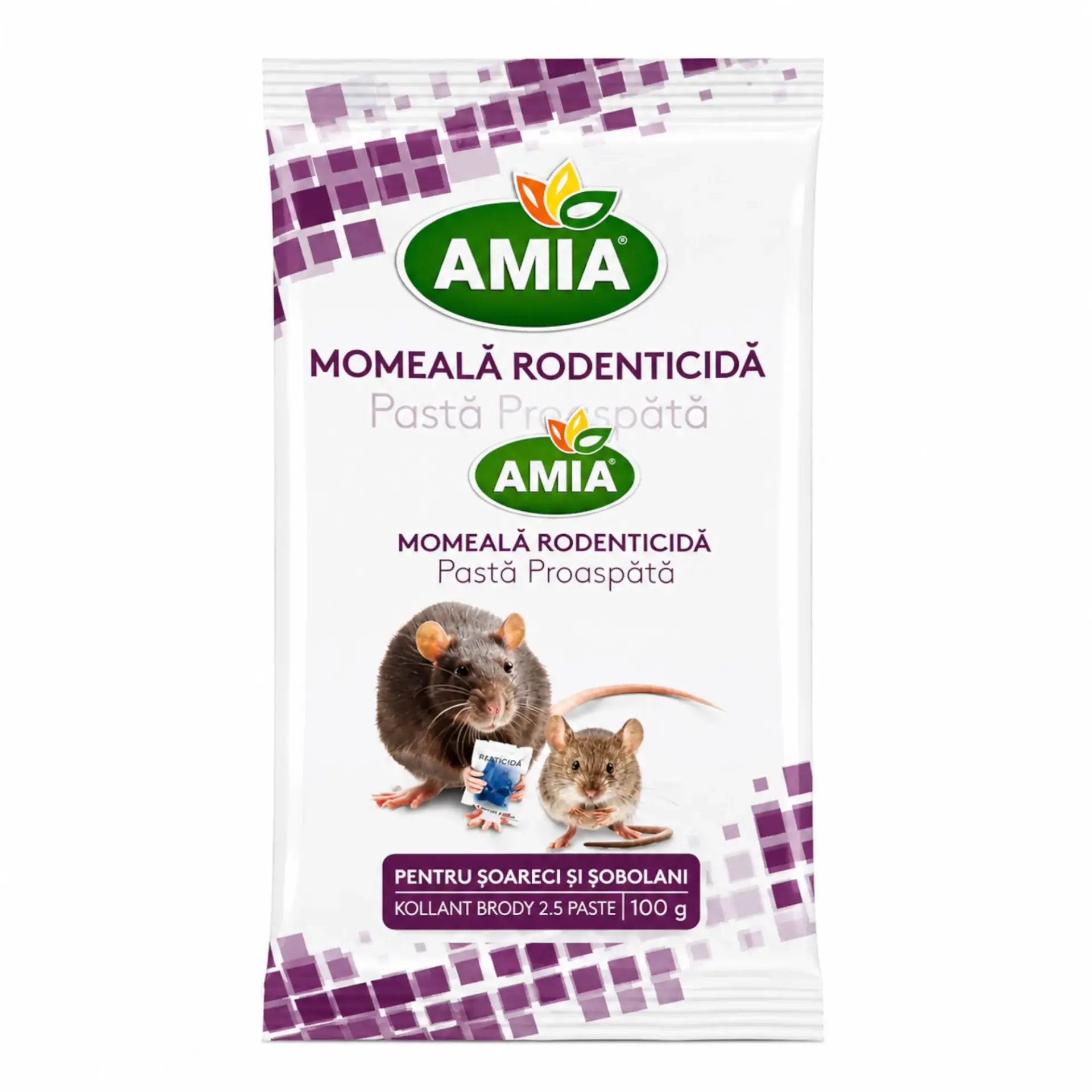 Appât pâte fraîche raticide pour souris et rats Brodifacoum 2,5 Amia 100 g