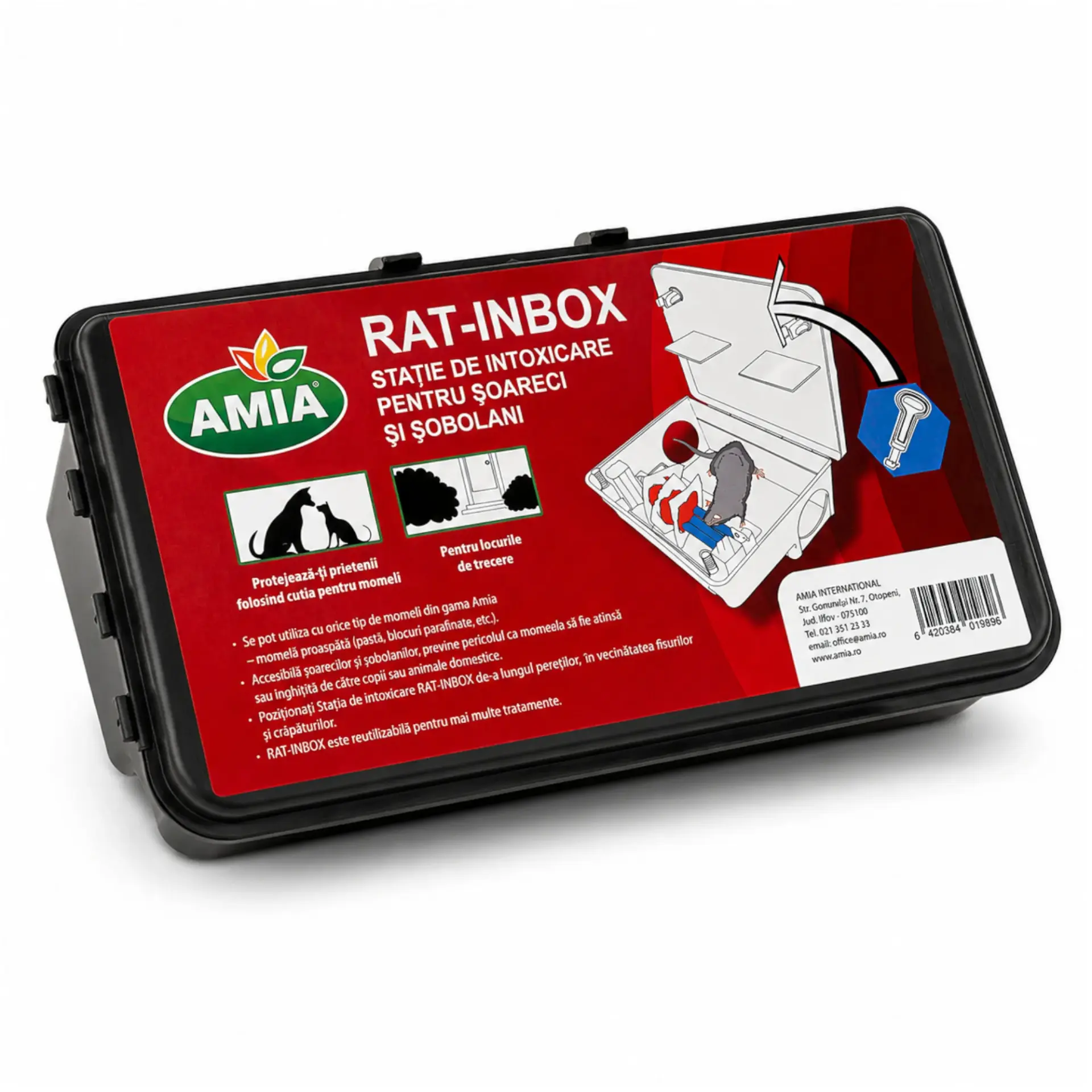 Station d'appât pour souris et rats avec clé 23 × 16 × 11 cm
